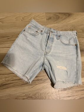 Levi's Light Blue Distressed Denim Shorts